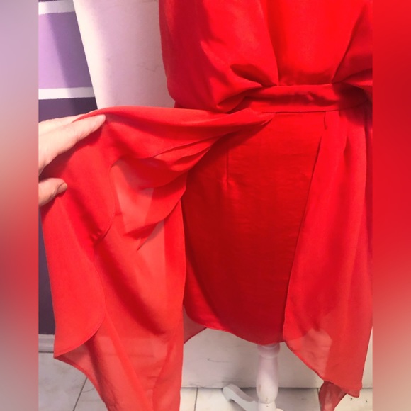 Red Sleeveless Asymmetrical Sleeveless Dress! - Picture 9 of 16